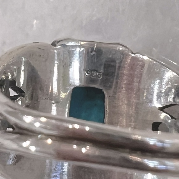 Arizona Sleeping Beauty Turquoise Scrolled Sterling Silver Split Band Ring Sz 8 - Picture 12 of 12